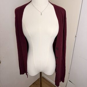 J.Crew Cardigan Sweater Womens M Dark Red Wool Cashmere Knit Workwear NWT
